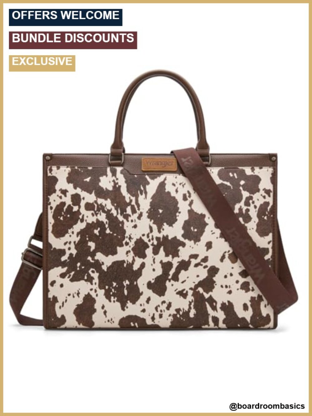 Waterproof Faux Leather Laptop Tote Bag with Crossbody Strap for Work - Picture 1 of 6